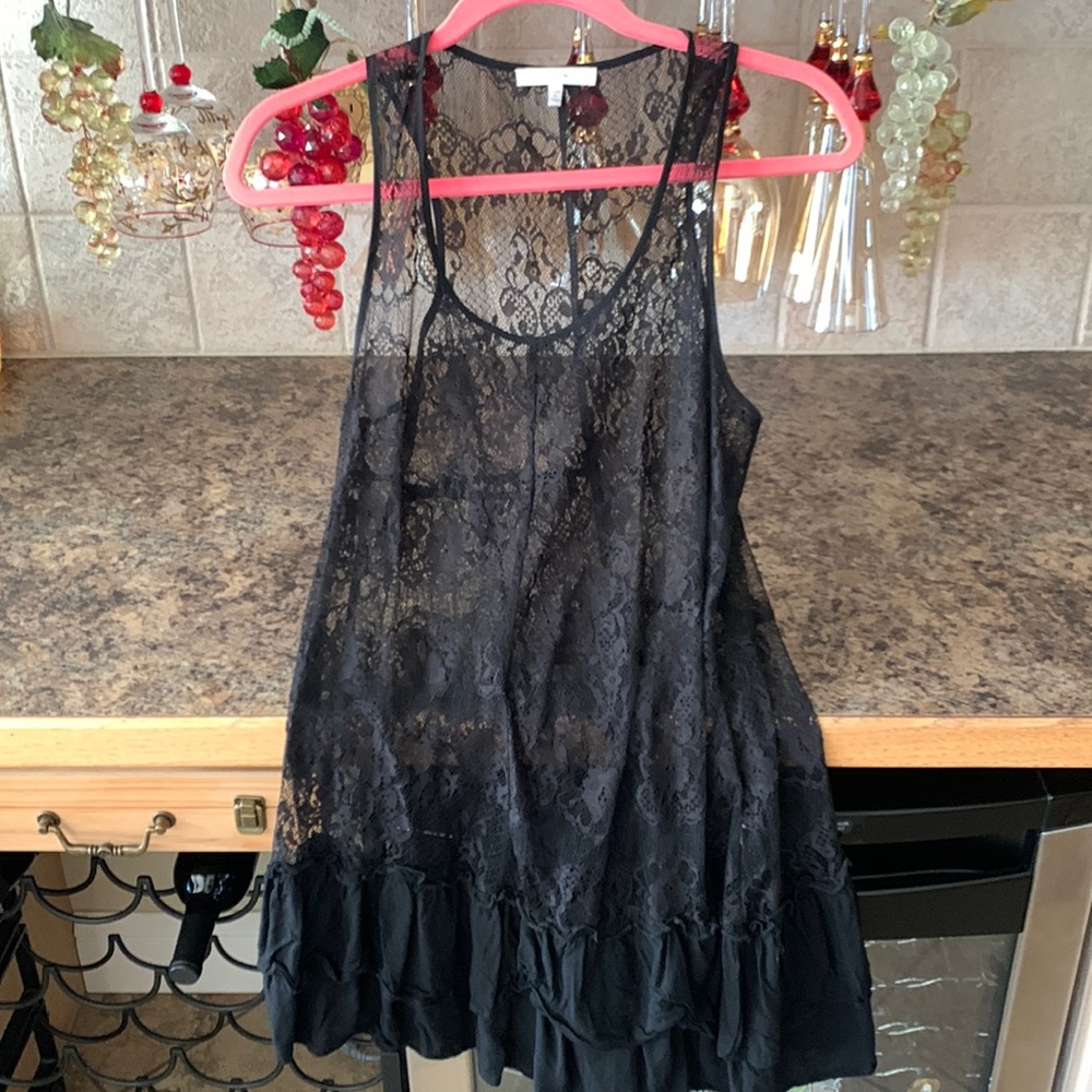 Black lace size M layering top or sexy nightie!